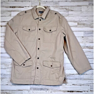 TravelSmith Khaki Safari Field Jacket Men’s L Lightweight Utility Button Front